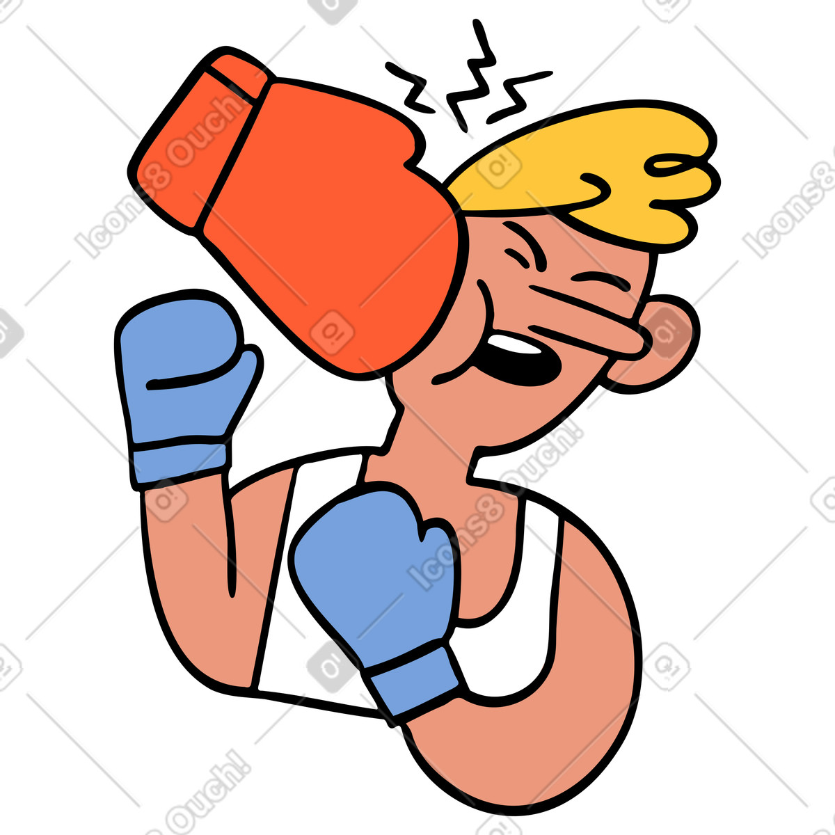 Illustration Un homme se fait frapper lors d'un combat de boxe dans le style Comic à télécharger aux formats PNG, SVG