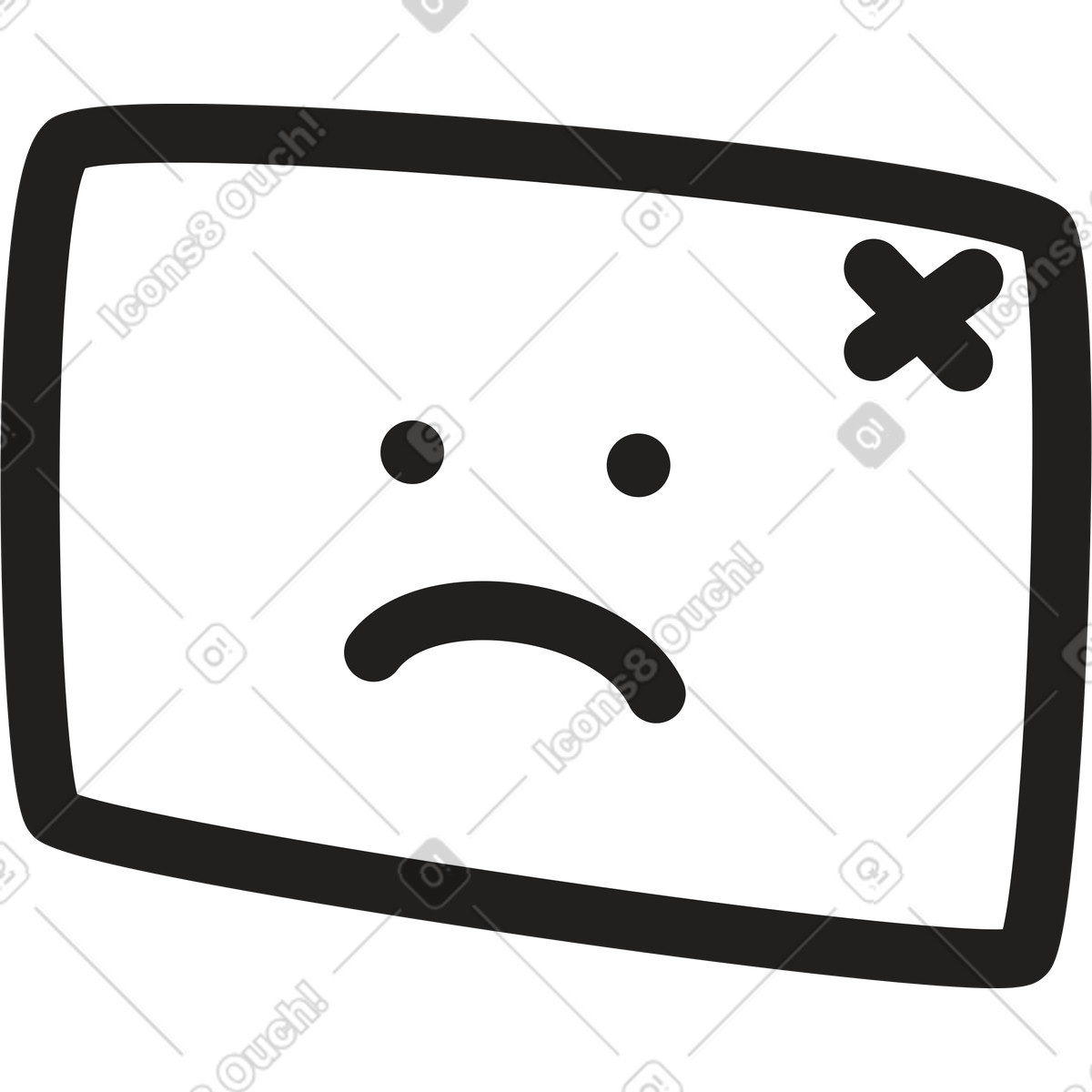 Window with sad face illustration in Little style download in PNG, SVG