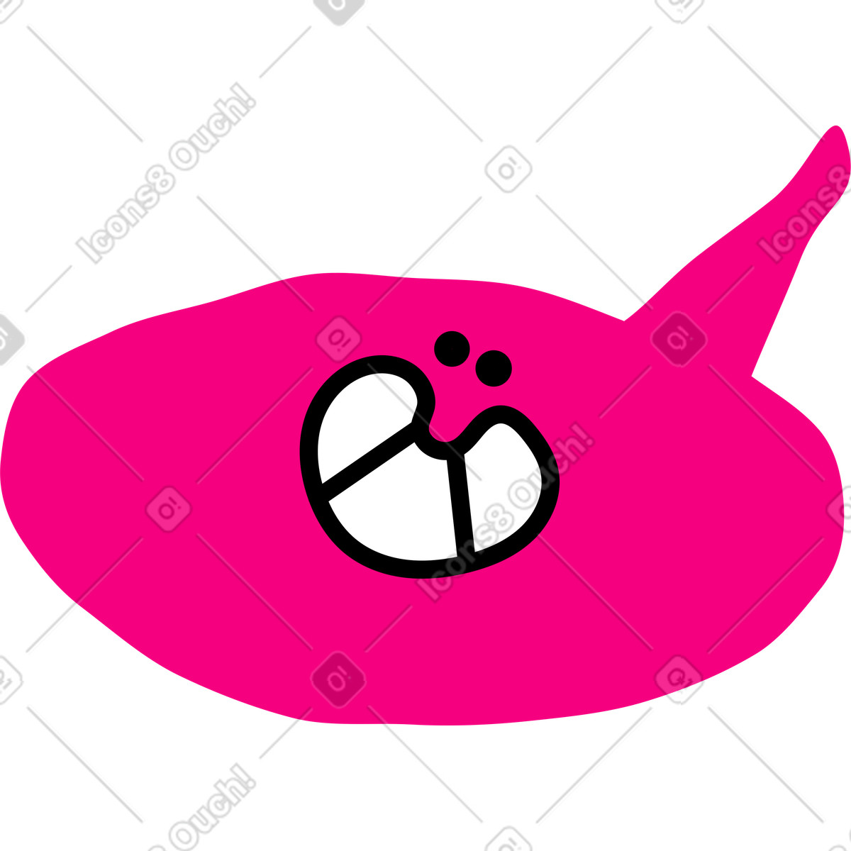 Speech bubble with a happy face illustration in Giggle style download in PNG, SVG