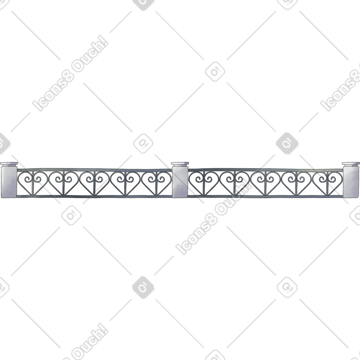 Black forged lattice fence illustration in Seasons style download in PNG, SVG