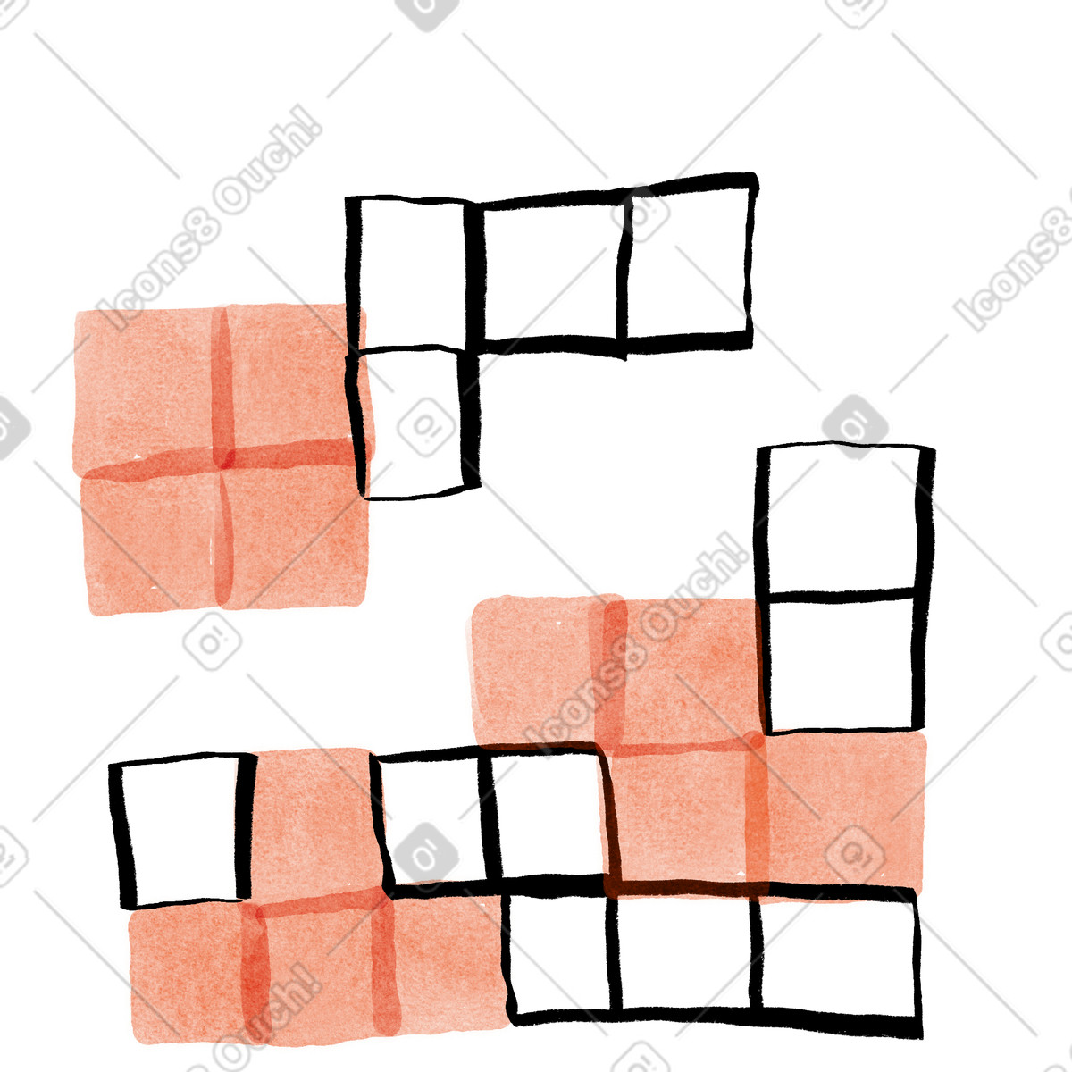 Solving tetris puzzle, Fitting all pieces together animated illustration in Hand-drawn animation style download in GIF, Lottie (JSON), AE