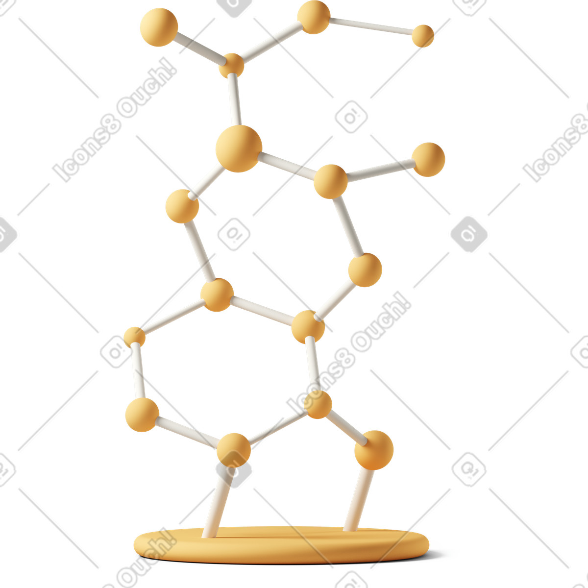 下载 3D Casual life 风格的 Orange molecular model 插画，支持 PNG、SVG 格式