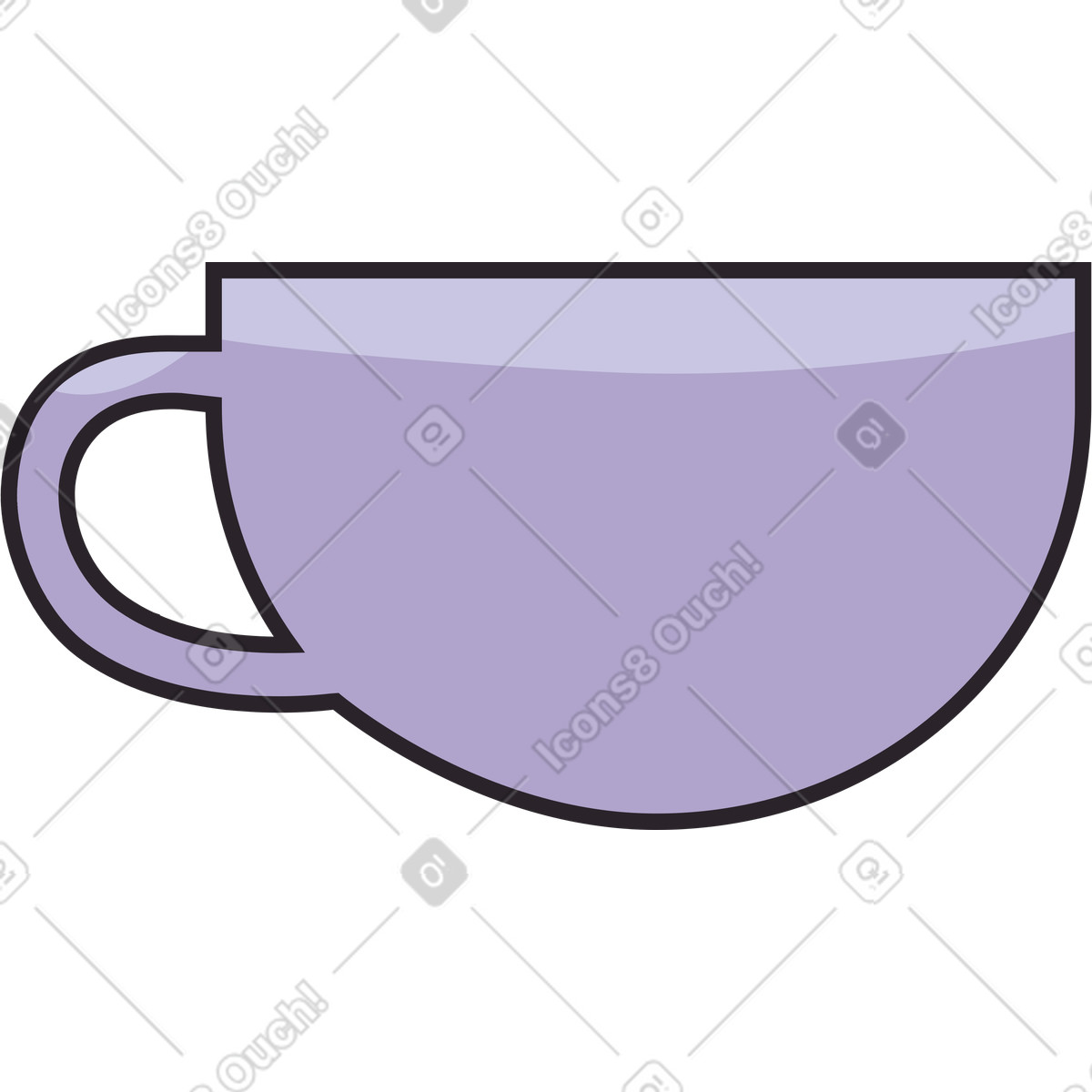 Ilustração de Lilac cup with handle em no estilo Eastwood para baixar em PNG, SVG