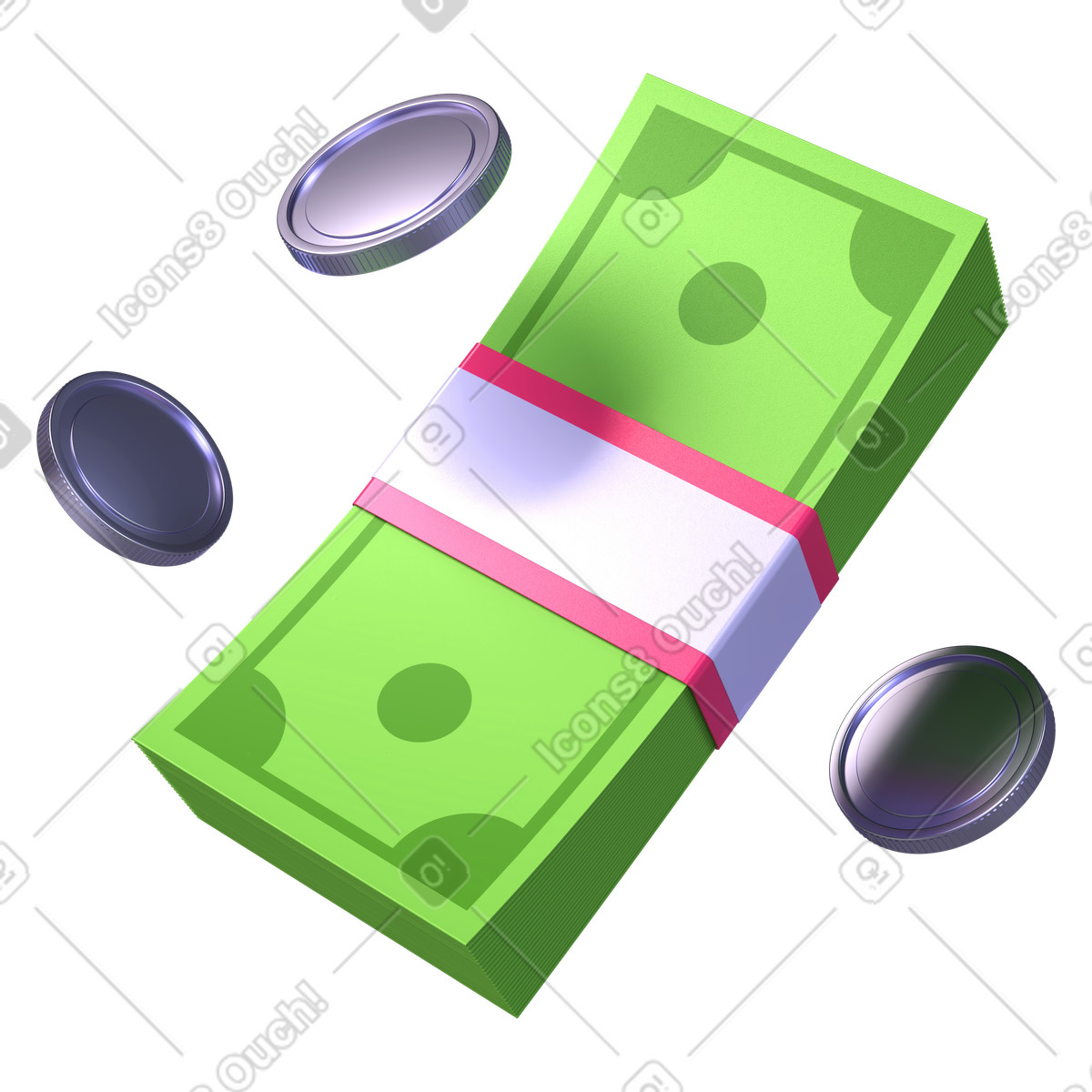 Stack of cash with coins, Personal savings or wealth accumulation illustration in PNG, SVG