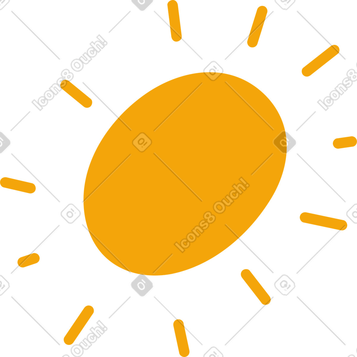 Иллюстрация Желтое солнце с лучами в PNG и SVG