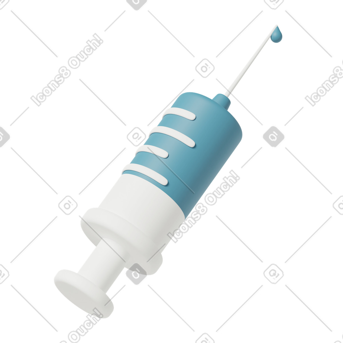 3D Casual life スタイルの Blue syringe with needle のイラストをPNG、SVG形式でダウンロード