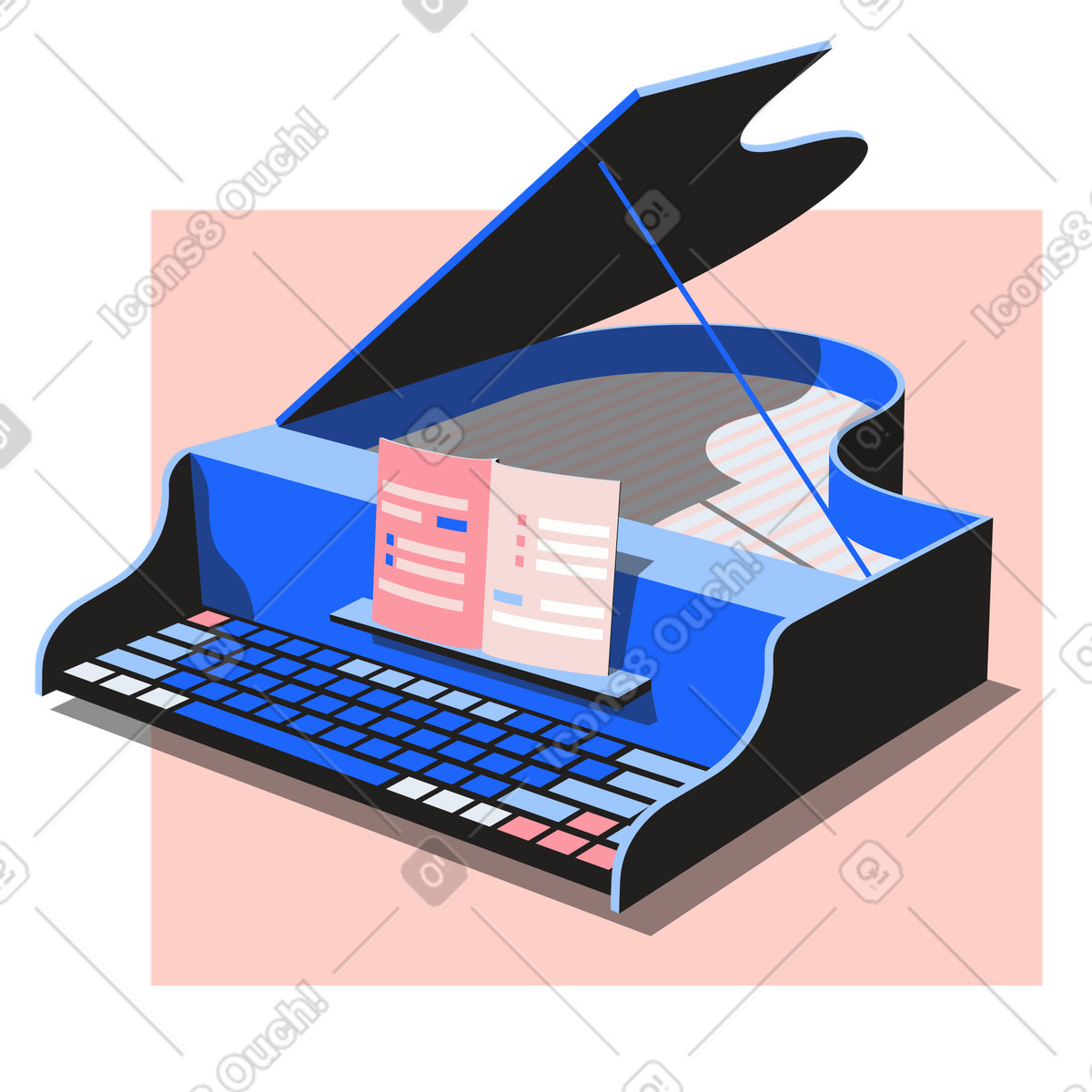Lavoro di programmatore, "comporre" codice al pianoforte illustrazione in stile Editorial scarica in PNG, SVG