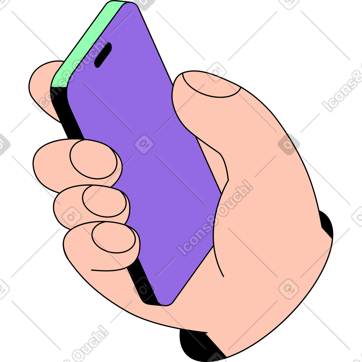 Ilustração de Mão segurando smartphone em no estilo Project para baixar em PNG, SVG