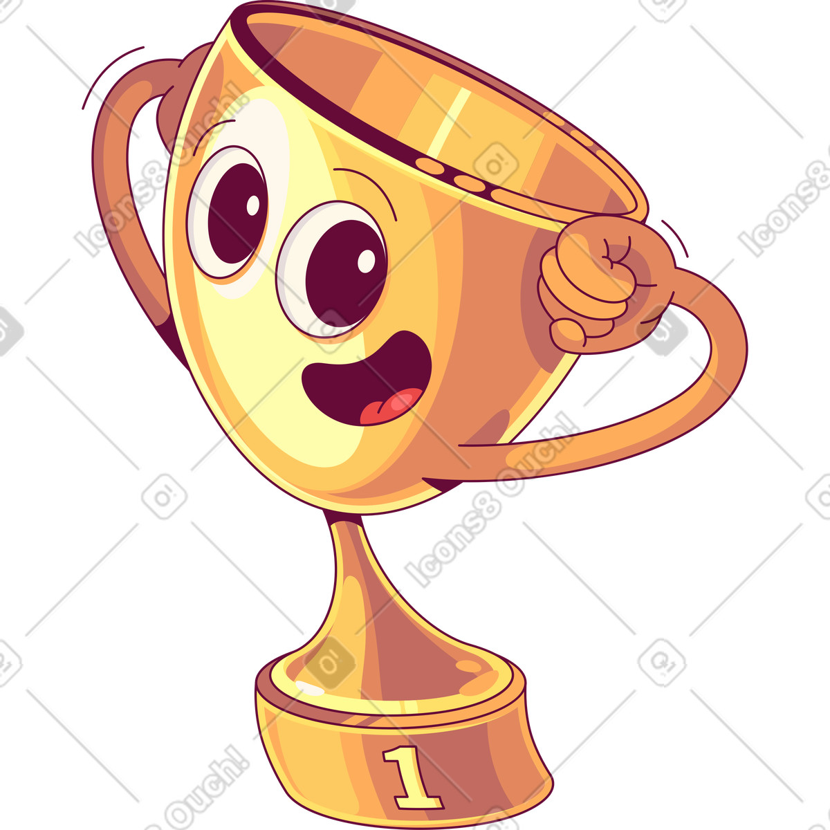 Gold champion cup illustration in Handy style download in PNG, SVG