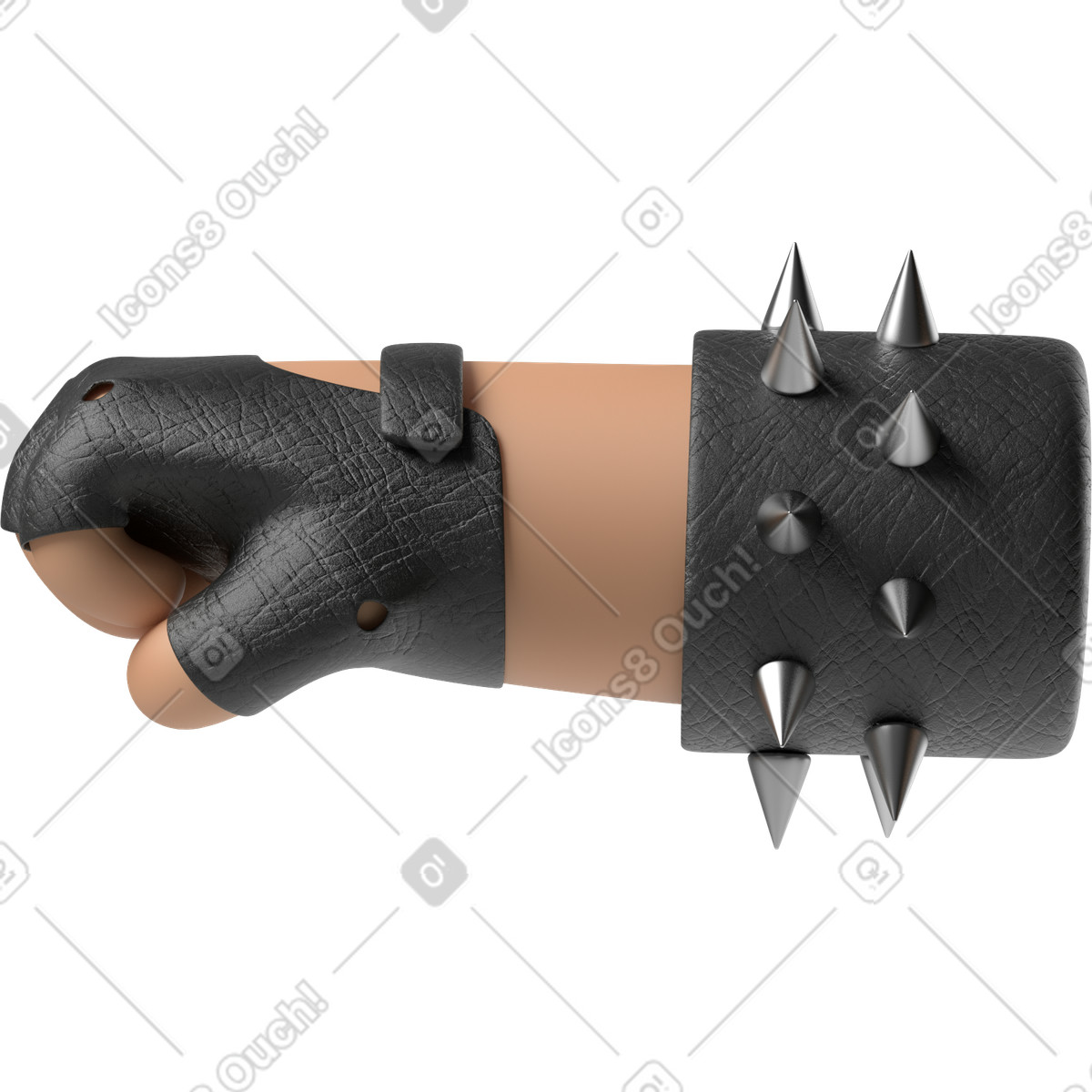 Pugno di pelle abbronzata del rocker, mano rivolta a sinistra illustrazione in stile 3D Hands Fun&Wild scarica in PNG, SVG