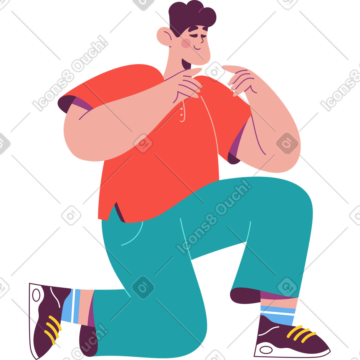 Ilustración El hombre se arrodilló sobre una rodilla en estilo Sammy a descargar en PNG y SVG