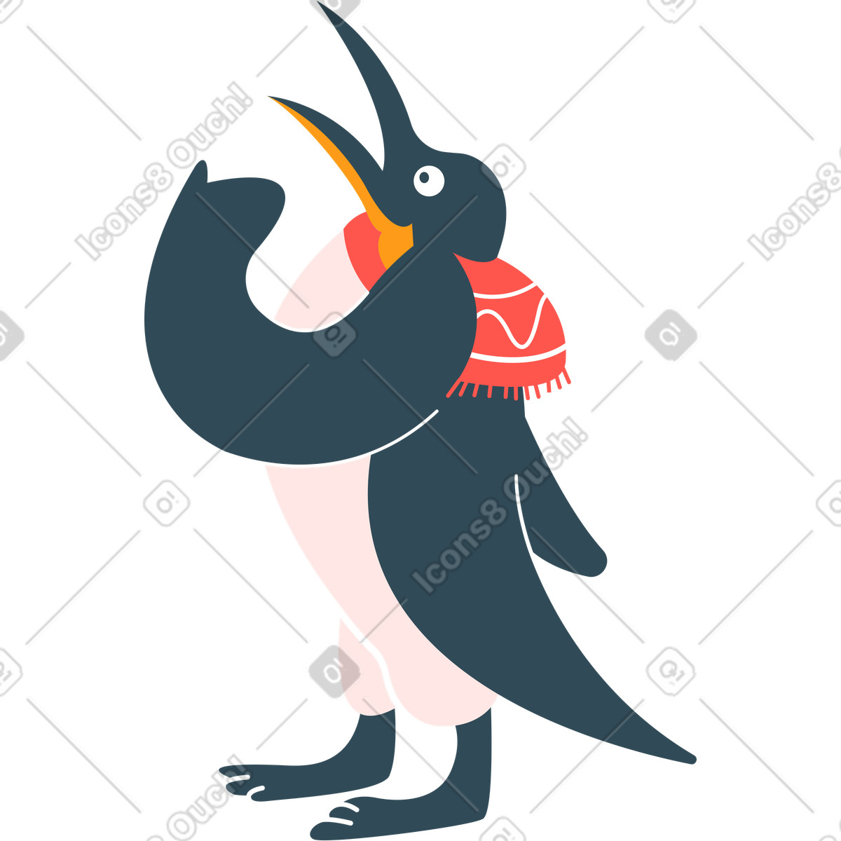 Ilustración Pingüino en estilo Kingdom a descargar en PNG y SVG