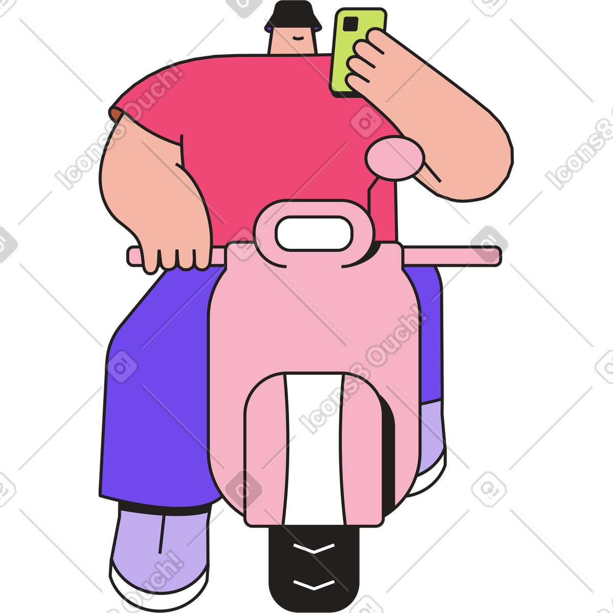 Ilustração de Homem na scooter com telefone em no estilo Dazzle para baixar em PNG, SVG