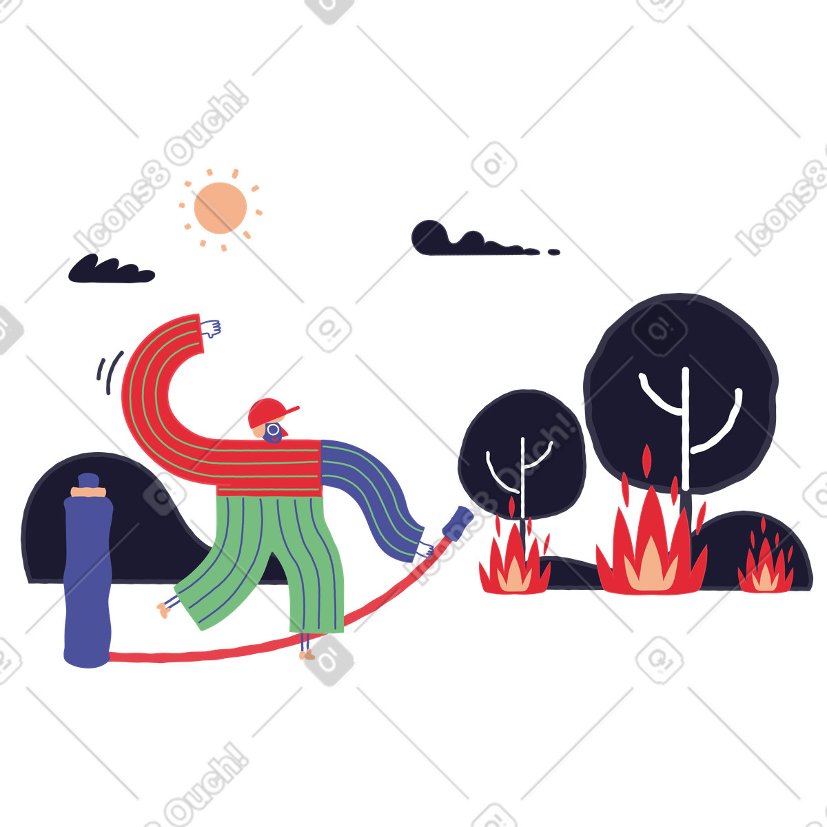 Illustration Feux de forêt dans le style Stripy à télécharger aux formats PNG, SVG