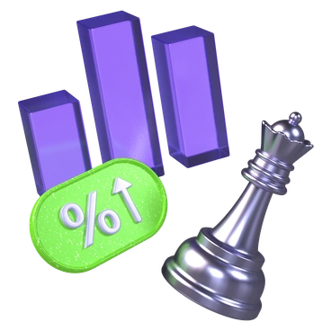 A chess piece and growth bars - 3D Boost style illustration