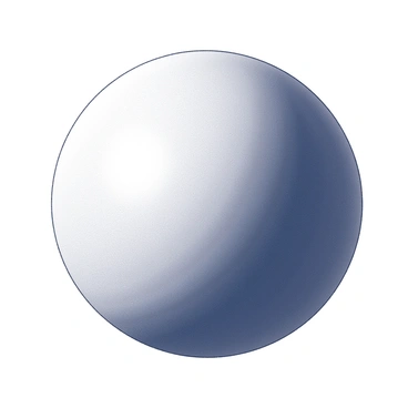 A three-dimensional sphere positioned at the center of the image. The surface of the sphere is highly polished, exhibiting intricate details of light and shadow. The shading emphasizes the curvature and volume of the sphere, creating a sense of depth. The light source is placed to one side, casting a soft shadow on the opposite side of the sphere, enhancing its roundness. The transitions between light and dark areas are smooth and gradated, showcasing the three-dimensionality of the shape.