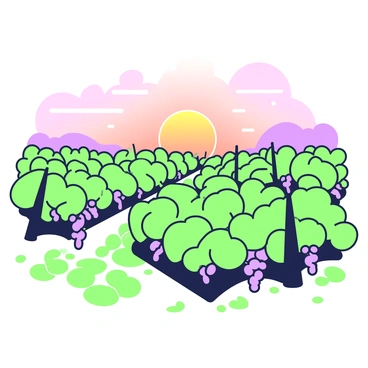 A breathtaking sunrise over the vineyards of Bordeaux, casting a golden glow