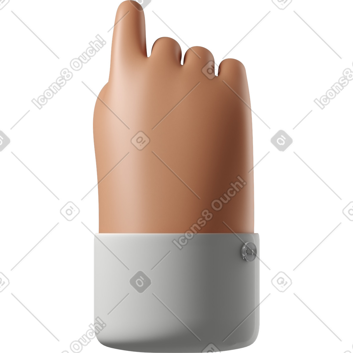 3D Hands Fun&Wild スタイルの Back view of tanned skin hand pointing up のイラストをPNG、SVG形式でダウンロード