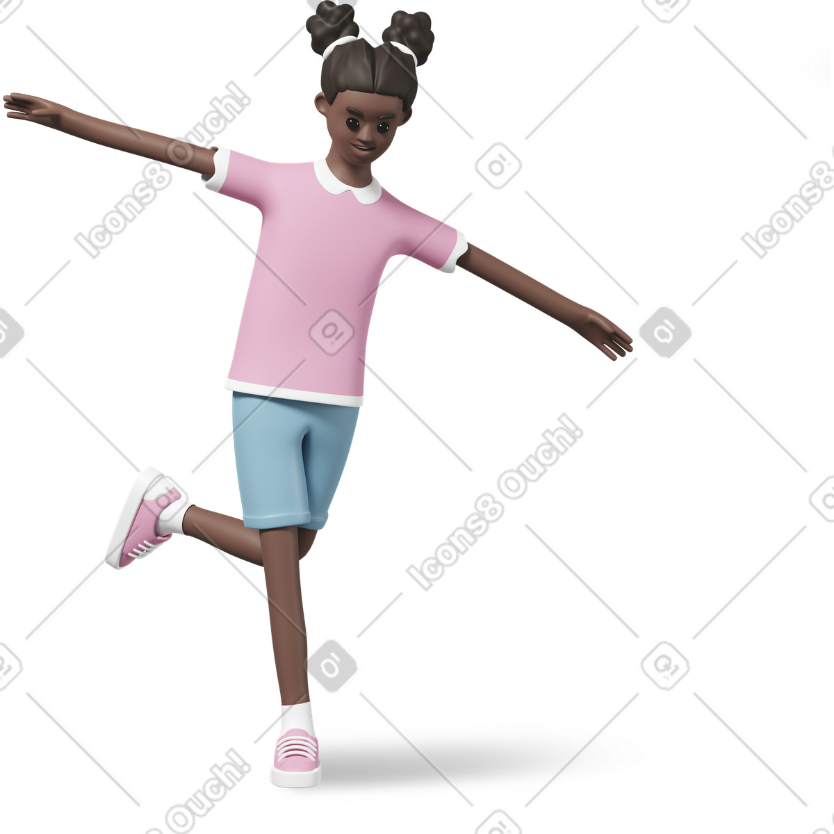Иллюстрация Joyful girl balancing on one leg в стиле 3D Casual life — скачать в форматах PNG, SVG