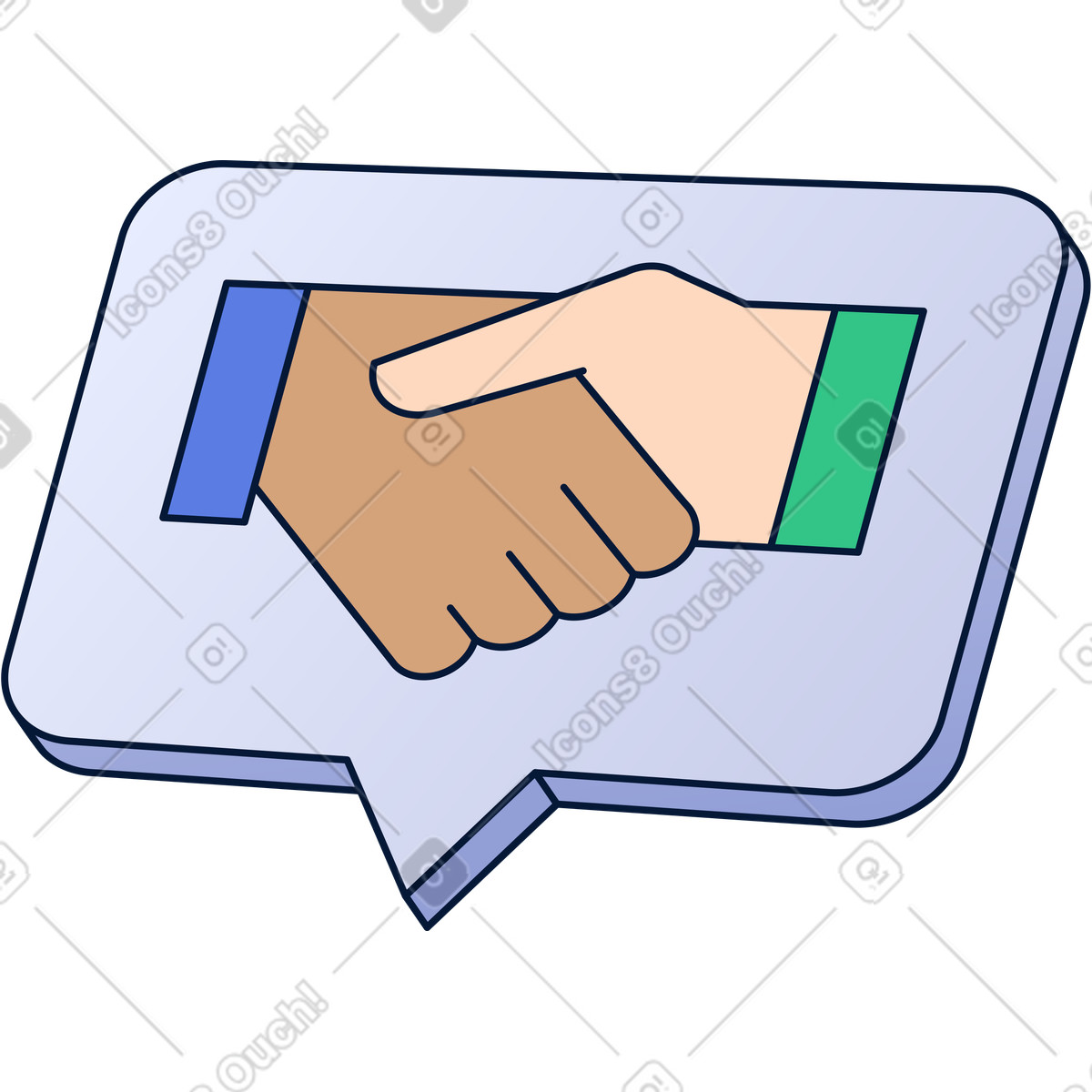 Speech bubble with handshake icon illustration in Neat style download in PNG, SVG
