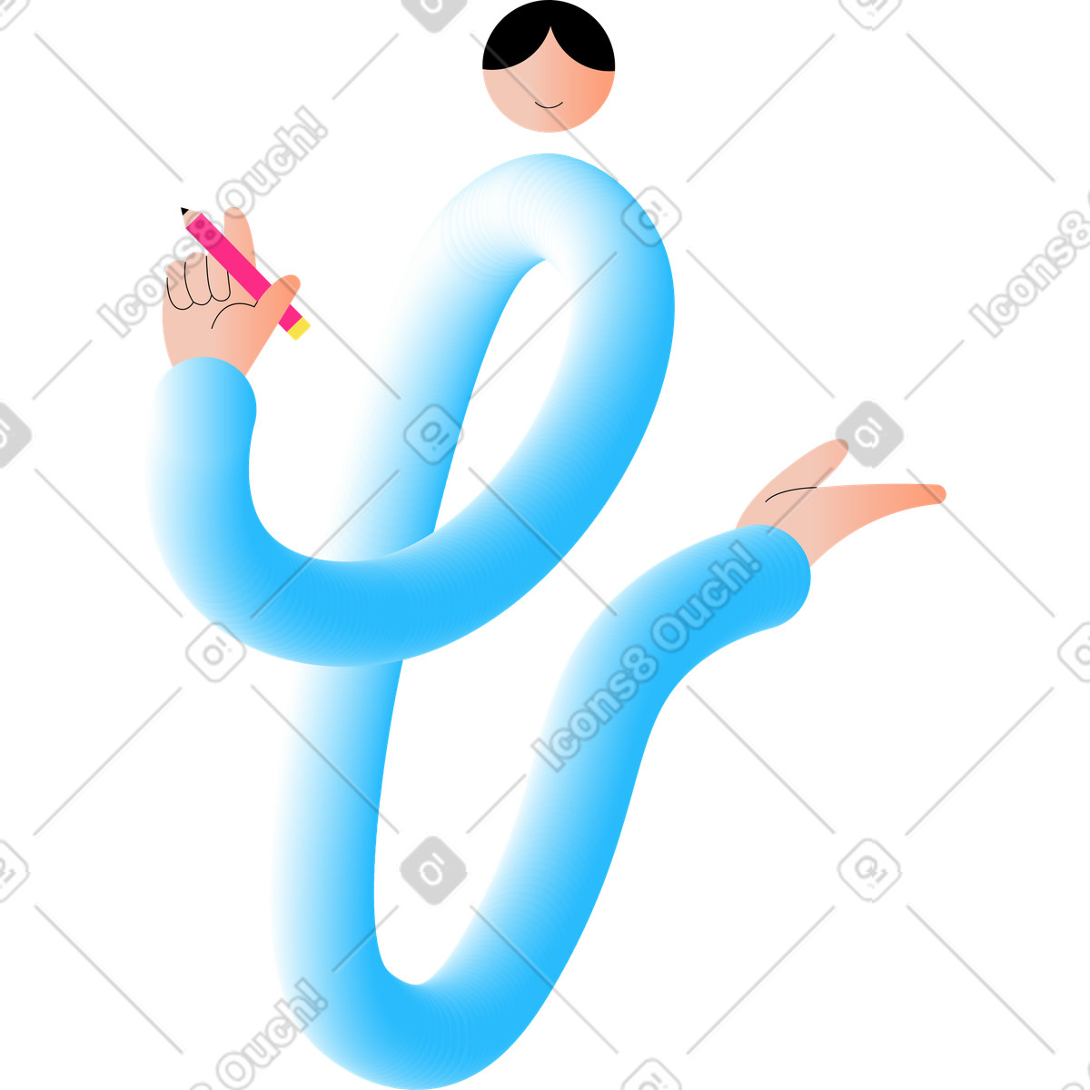 下载 Knotty 风格的 手里拿着铅笔的男人 插画，支持 PNG、SVG 格式