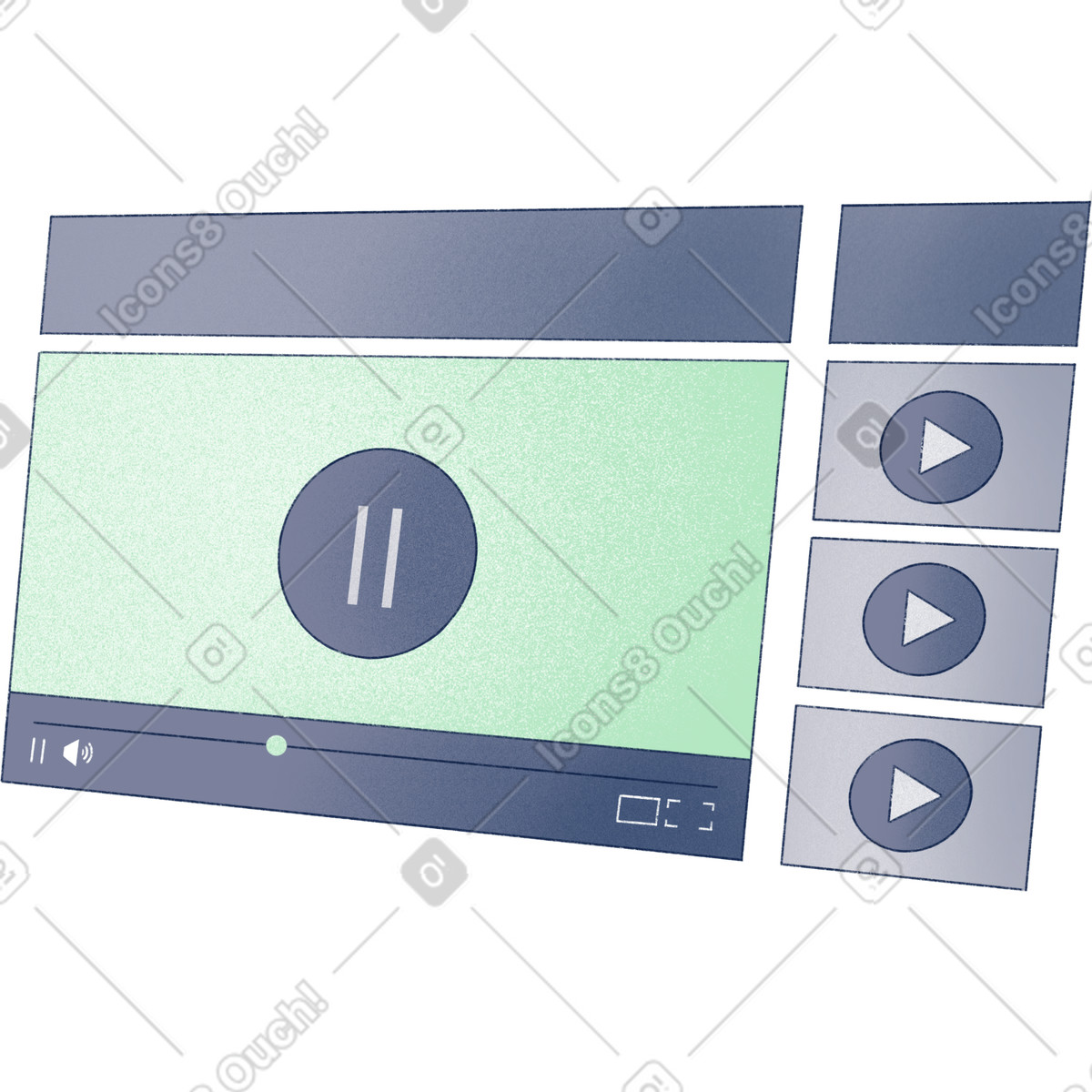 Screen video player illustration in Haze style download in PNG, SVG