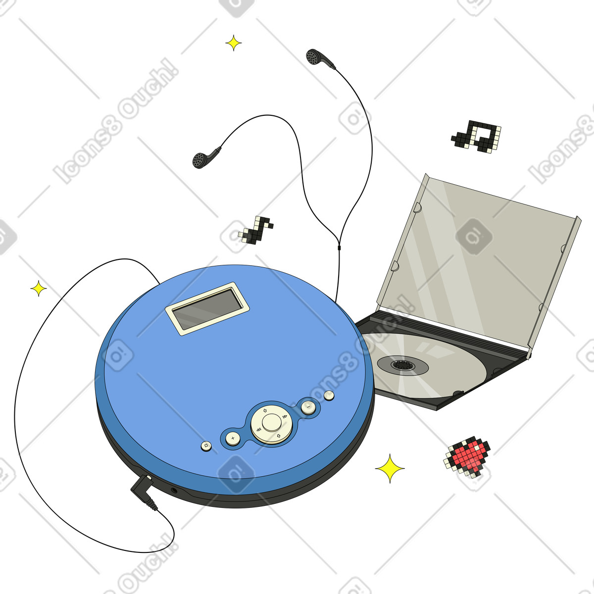 Lettore cd e disco illustrazione in stile Retro scarica in PNG, SVG