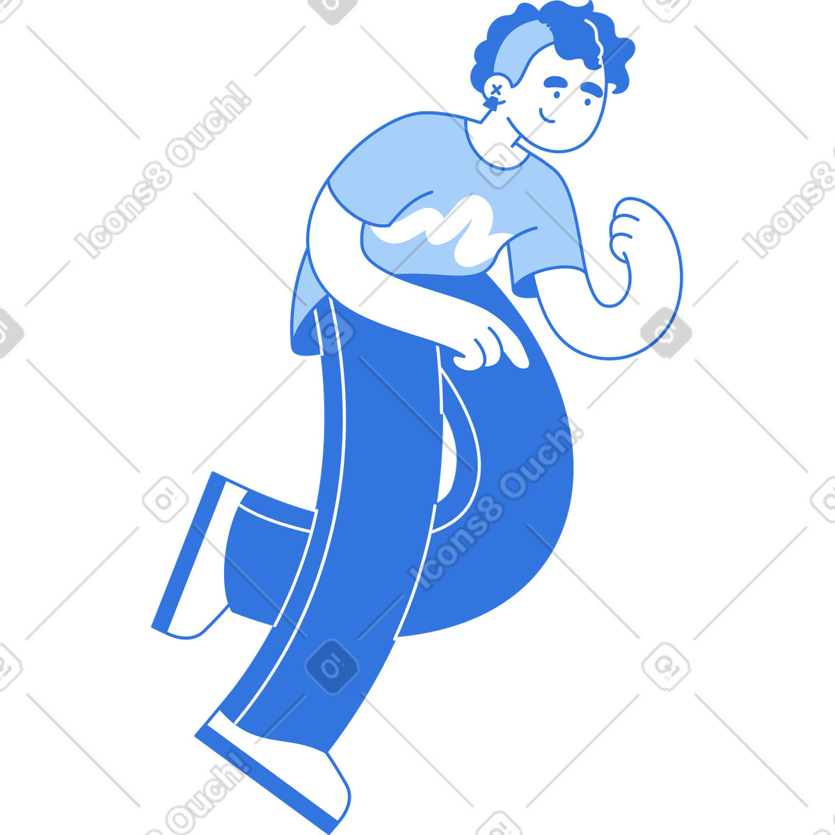 Woman pointing at something illustration in Sky style download in PNG, SVG