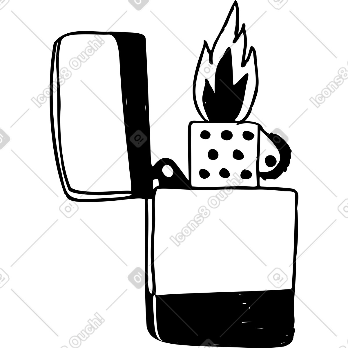 Vintage lighter with fire illustration in Marks style download in PNG, SVG