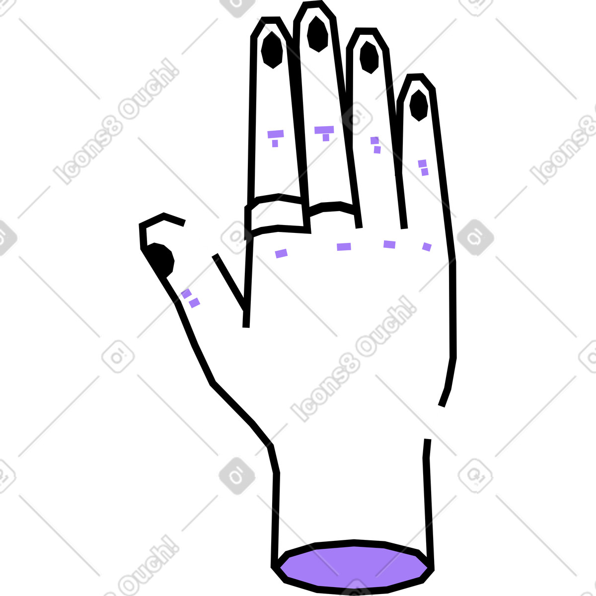 Hand with four finger up illustration in Amethyst style download in PNG, SVG