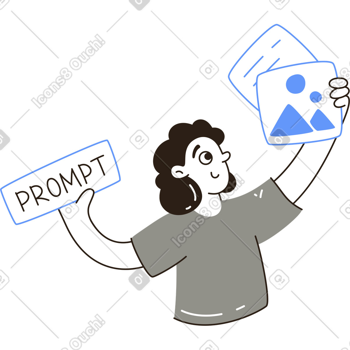 Person with prompt illustration in Plain style download in PNG, SVG