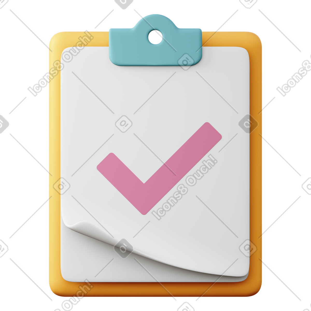 Clipboard with check mark illustration in 3D Sugary style download in PNG, SVG