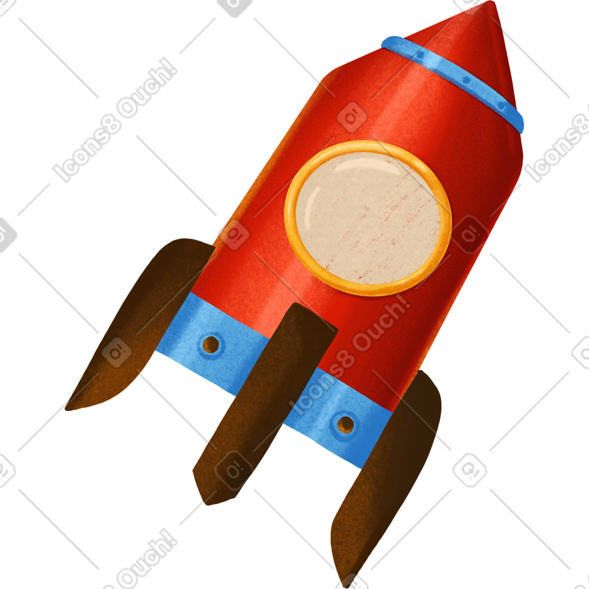 Red rocket illustration in Gleam style download in PNG, SVG