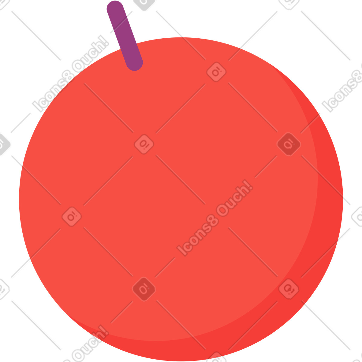Red apple without leaf illustration in Sammy style download in PNG, SVG