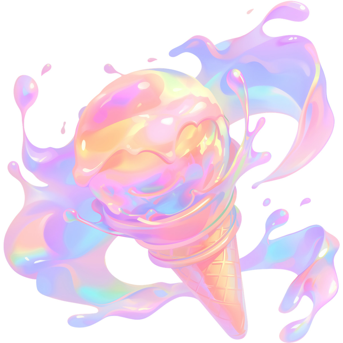 Ice cream with splashes illustration in Fluid style download in PNG, SVG