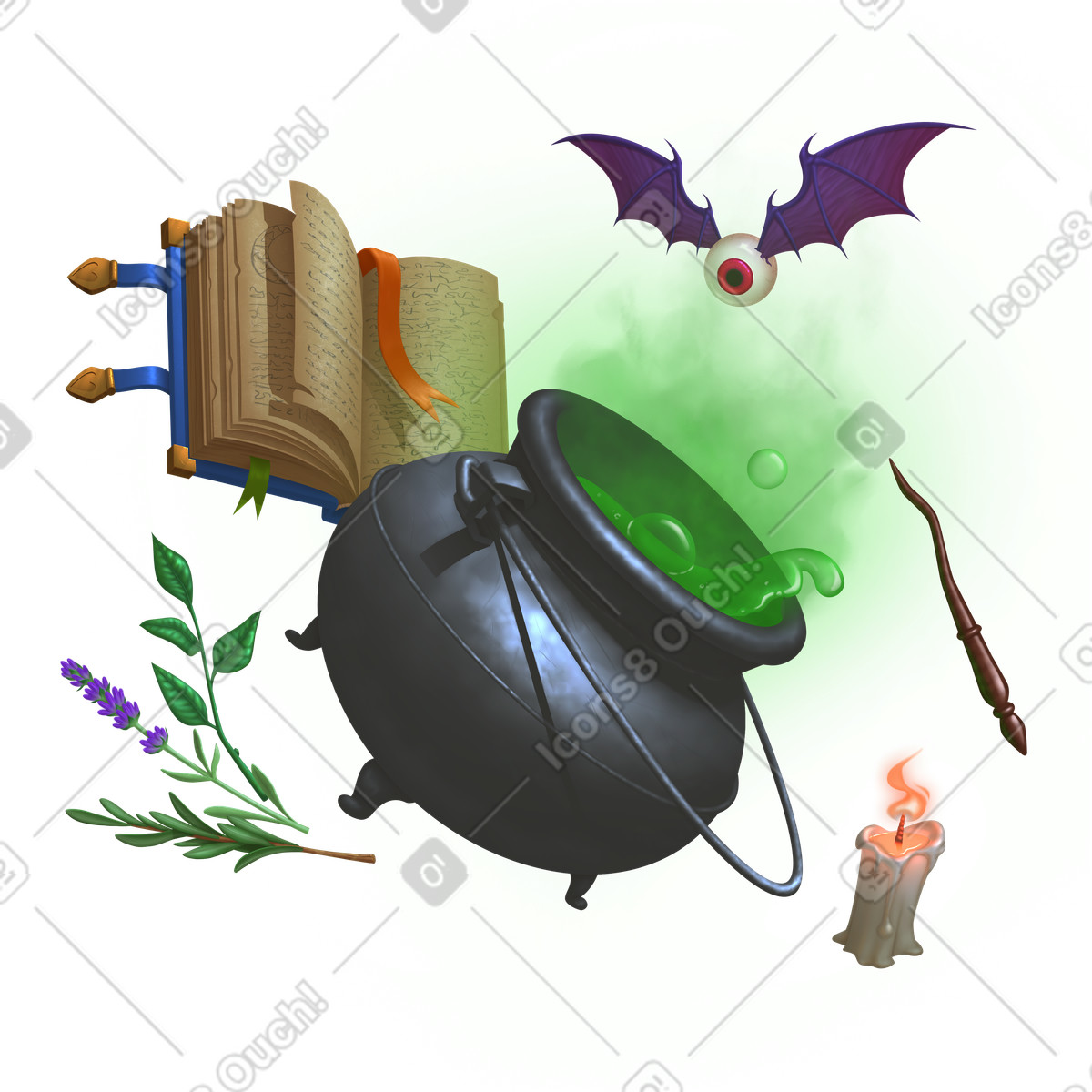 Illustration Potion de sorcière d'halloween dans un chaudron le style Props à télécharger aux formats PNG, SVG