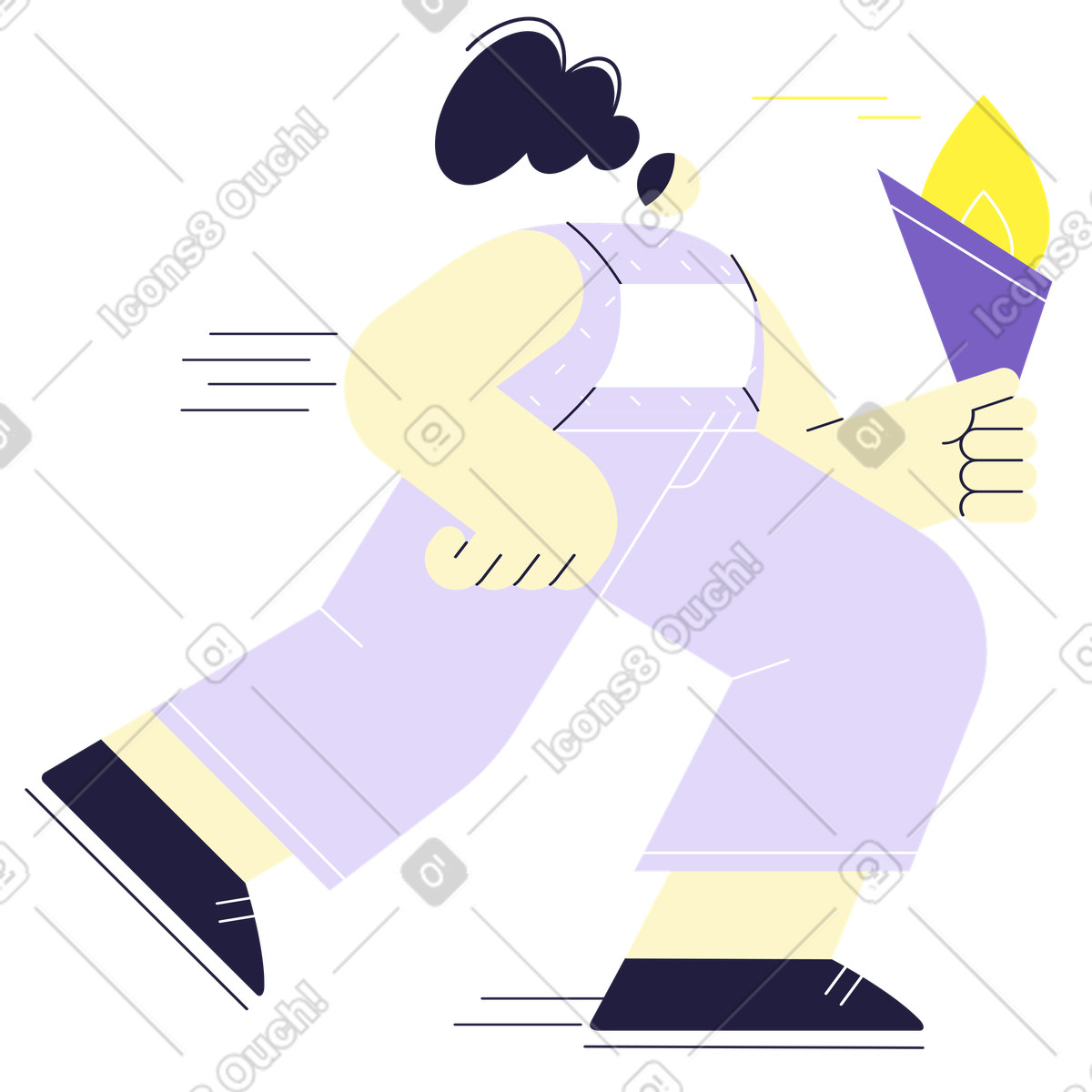 Иллюстрация Женщина-факелоносец бежит на олимпиаду в PNG и SVG
