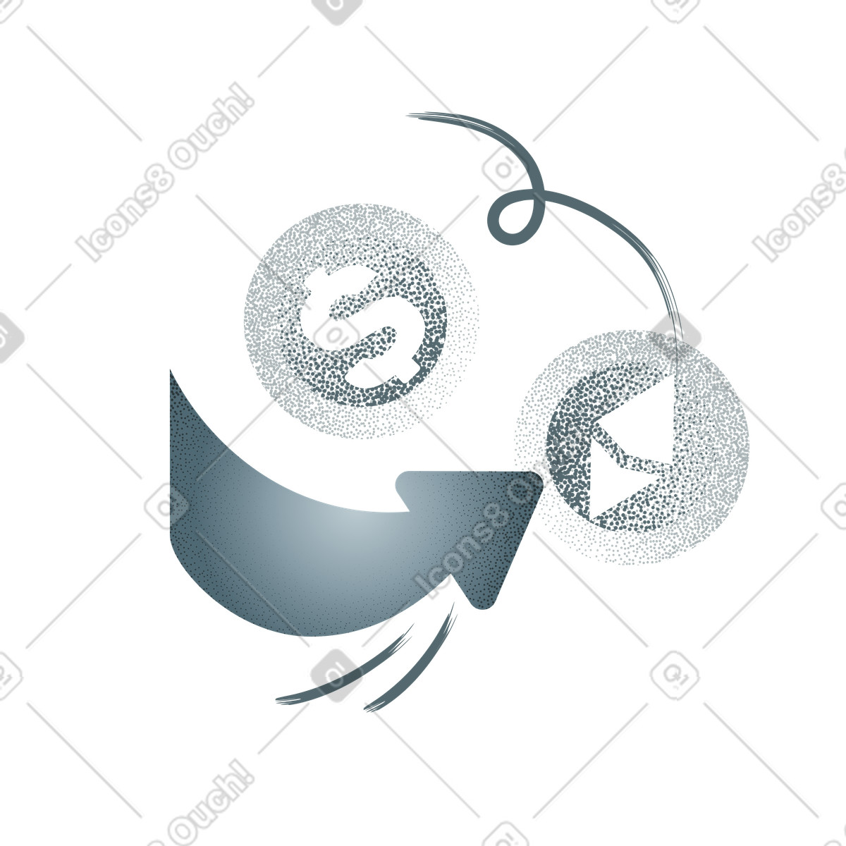 Ilustração de Currency exchange, foreign exchange transactions, bank savings, money, cryptocurrency em no estilo Grain para baixar em PNG, SVG