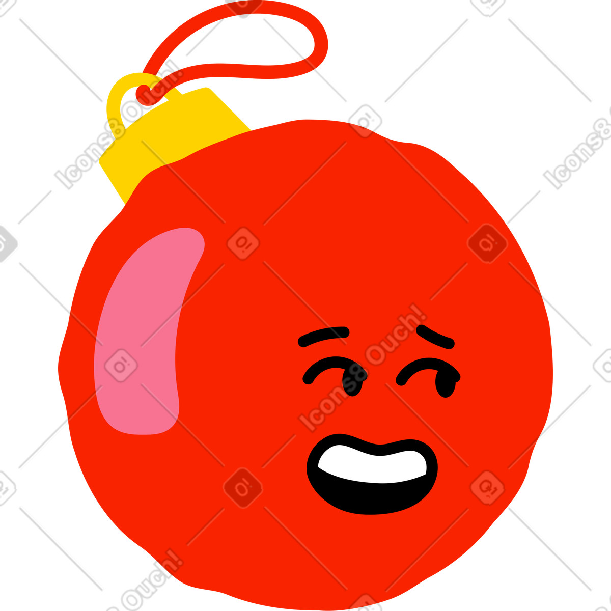 Roter weihnachtskugelkopf-Illustration im Giggle-Stil als Download in PNG, SVG