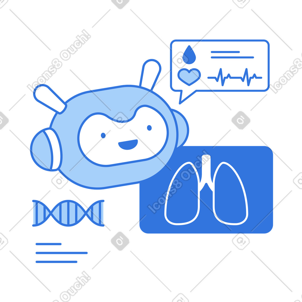 AI in healthcare analysis, Automated health diagnostics-Illustration im Sky-Stil als Download PNG, SVG