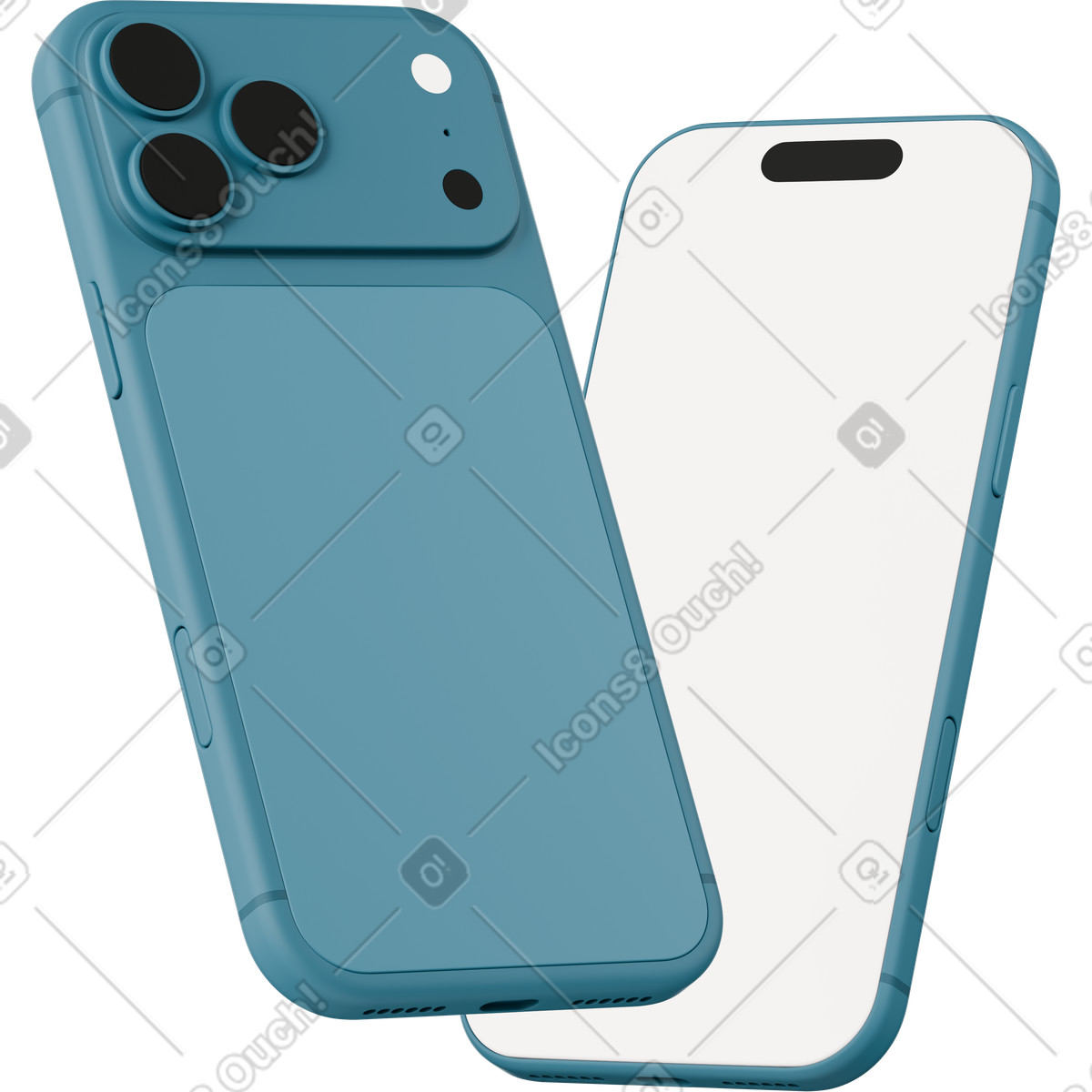 Blue phones illustration in 3D Casual life style download in PNG, SVG