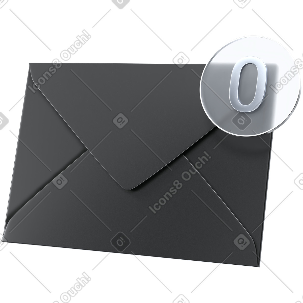 3D Pro 스타일의 Inbox zero email concept with envelope and notification badge 일러스트레이션 PNG, SVG 다운로드