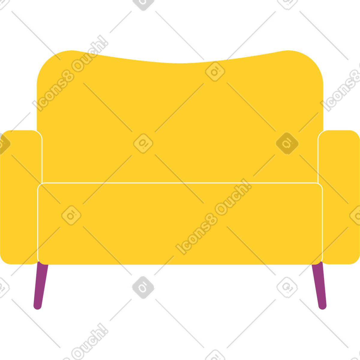 Yellow sofa illustration in Sammy style download in PNG, SVG