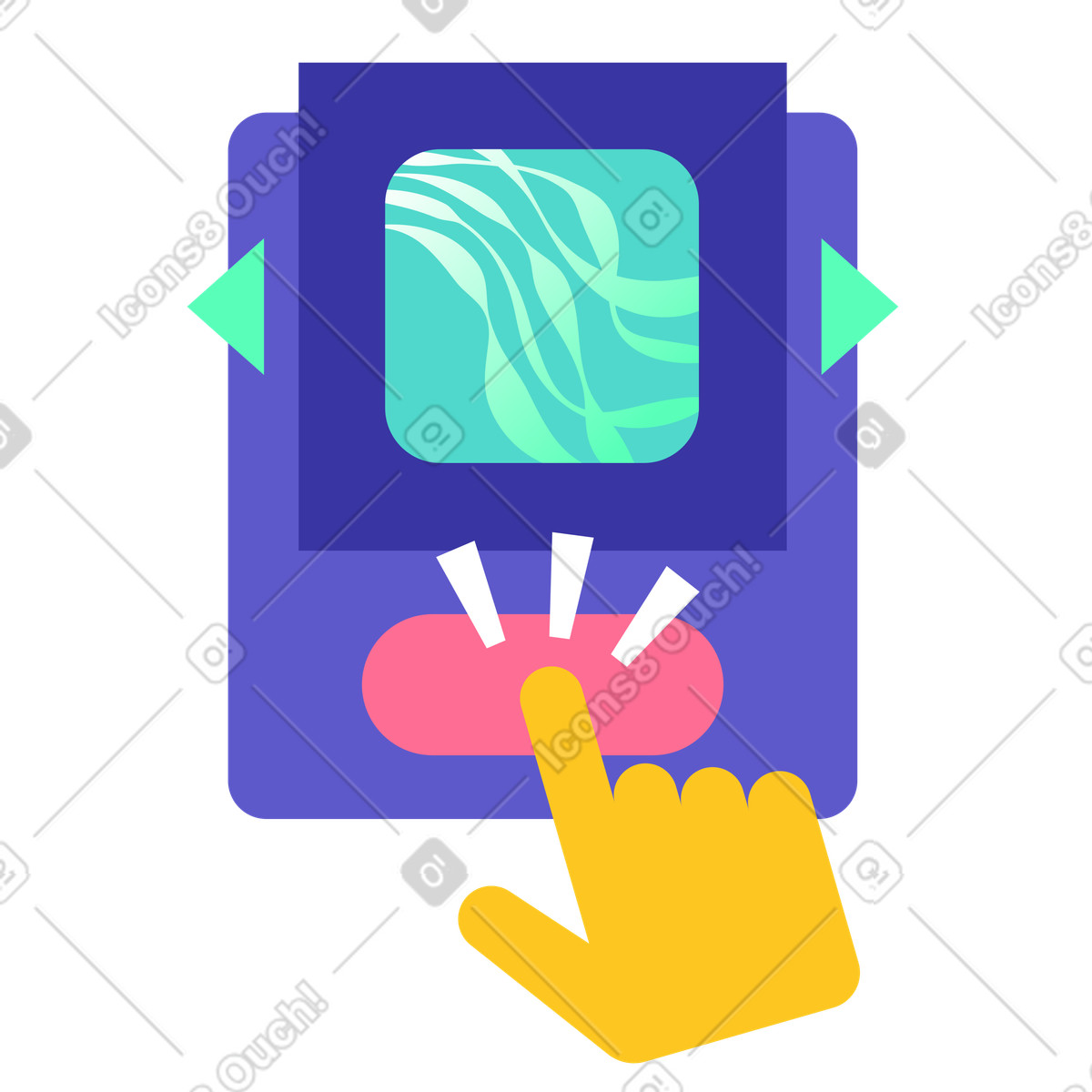 Interactive product interface, Touchscreen user experience illustration in PNG, SVG