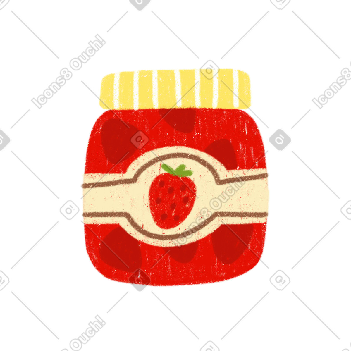 Strawberry jam jar illustration in Cozy style download in PNG, SVG