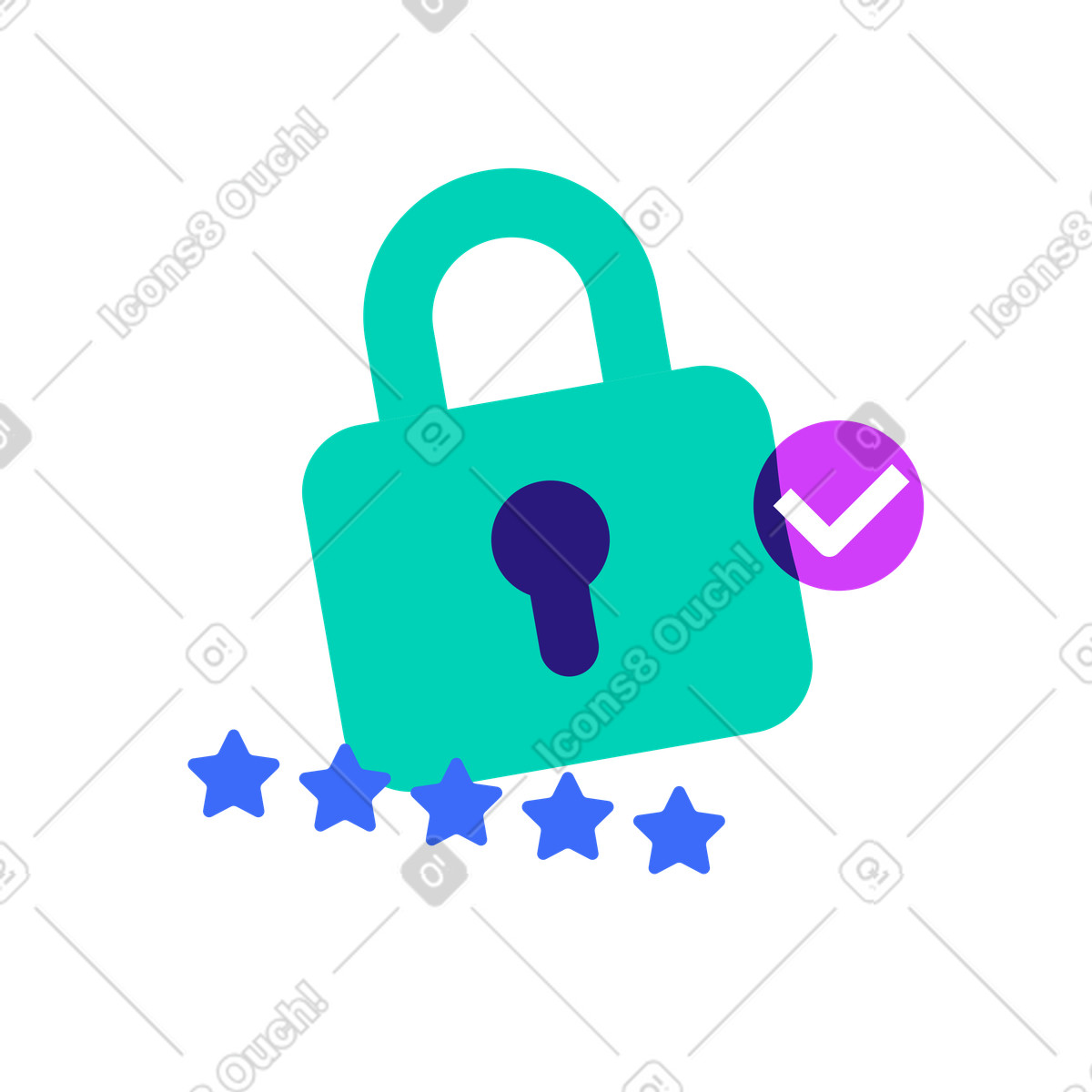 Security padlock with check illustration in PNG, SVG