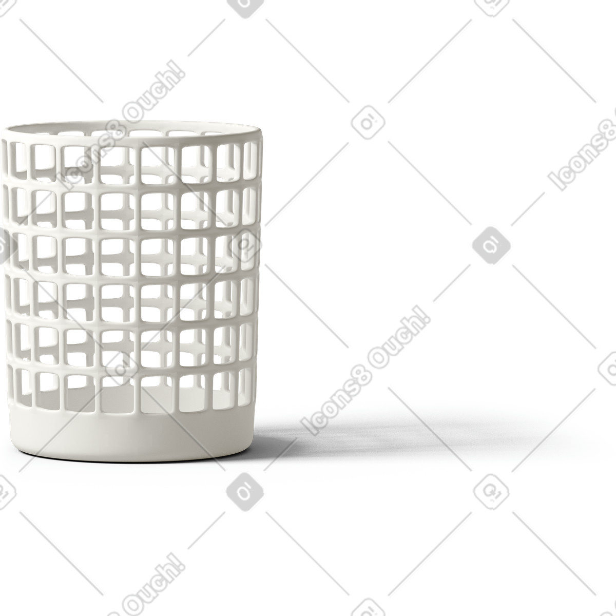 Ilustração de White mesh trash can em no estilo 3D Casual life para baixar em PNG, SVG