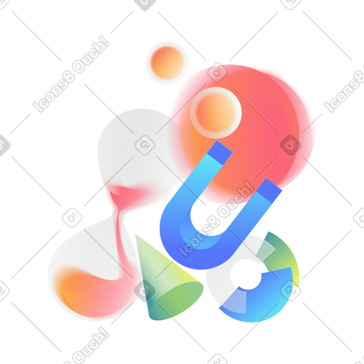 Иллюстрация Hourglass with big magnet and coins в стиле Morphis — скачать в форматах PNG, SVG