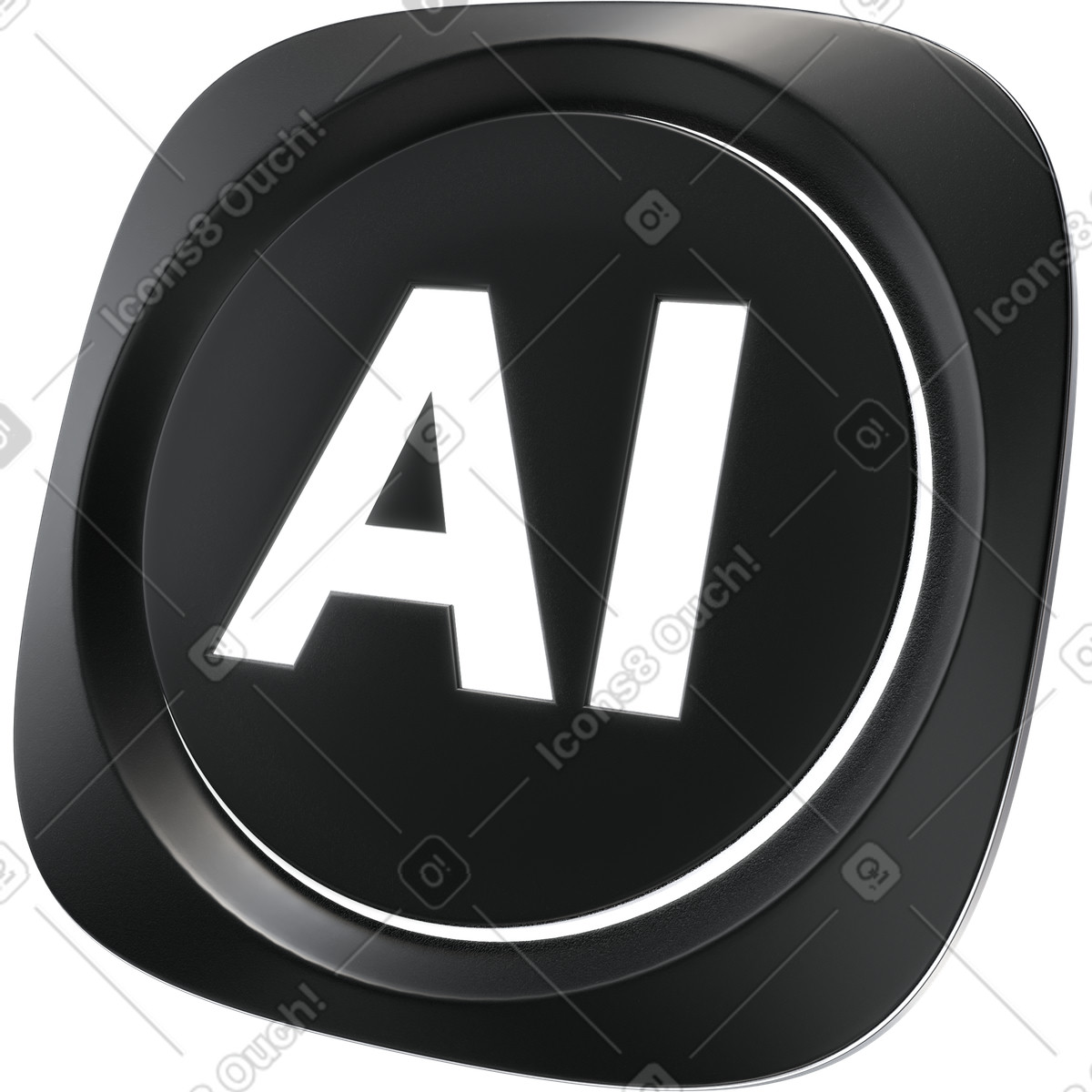 Ilustración AI technology badge, artificial intelligence symbol en estilo 3D Pro a descargar en PNG y SVG