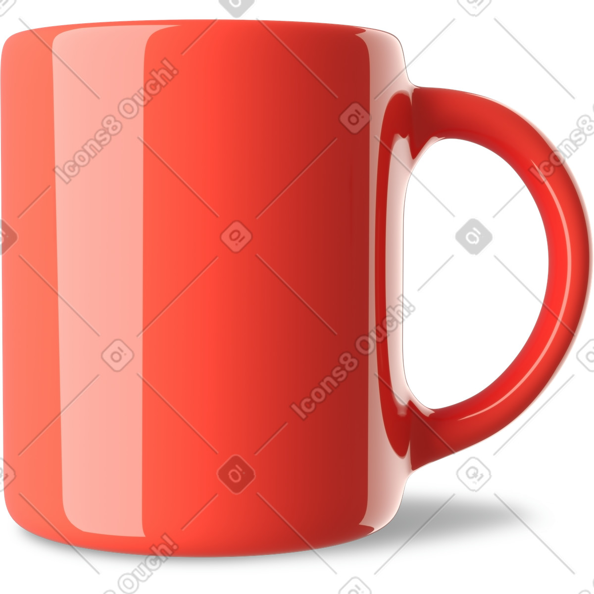 Roter becher mit henkel-Illustration im 3D Business-Stil als Download in PNG, SVG
